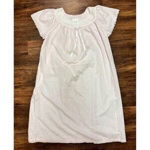 VTG Pink Nightgown Lace Floral Embroidered Sleep Dress Carole Sz M USA